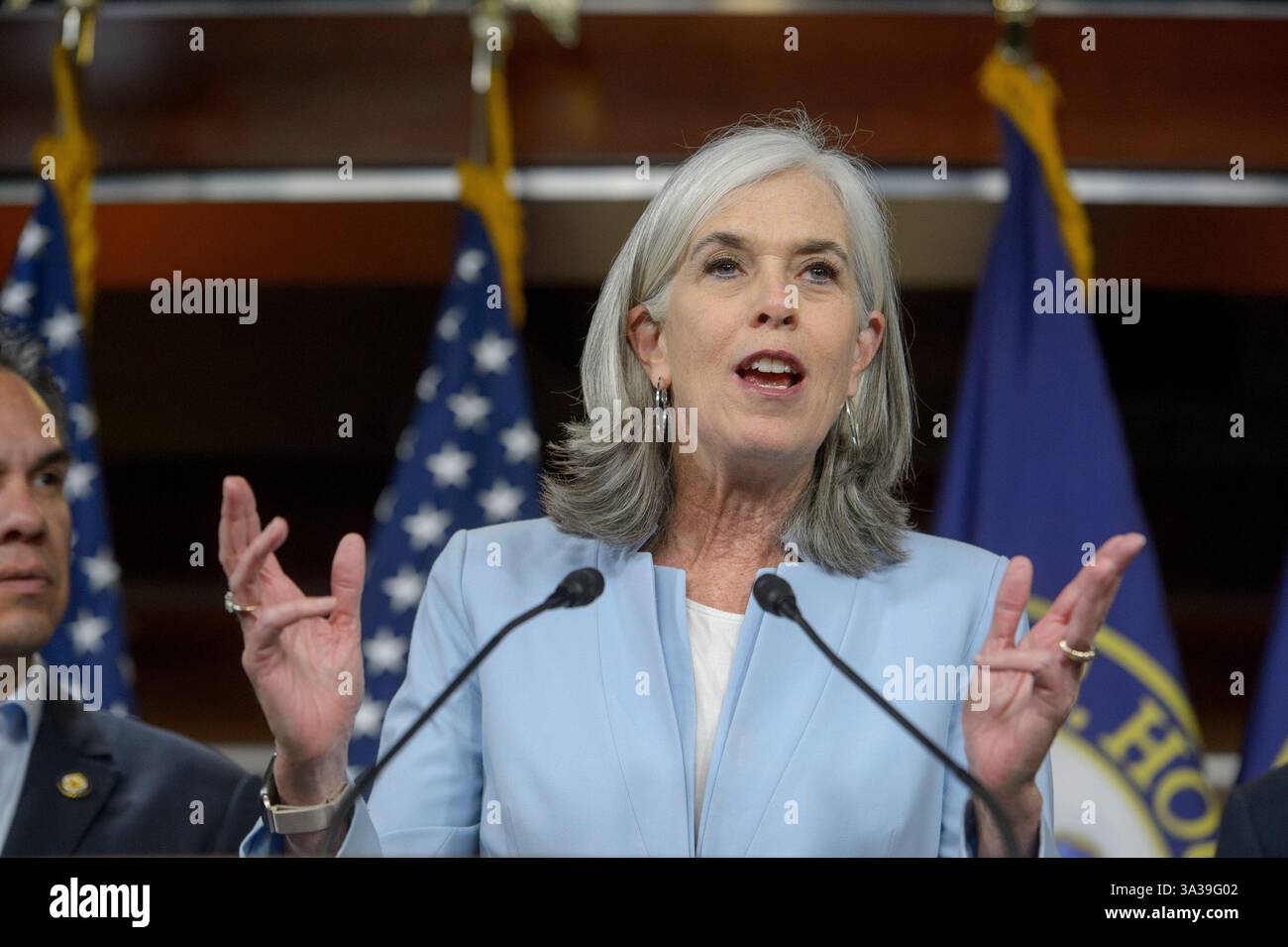 House Minority Whip Katherine Clark, DMass., speaks during a news conference at the Capitol