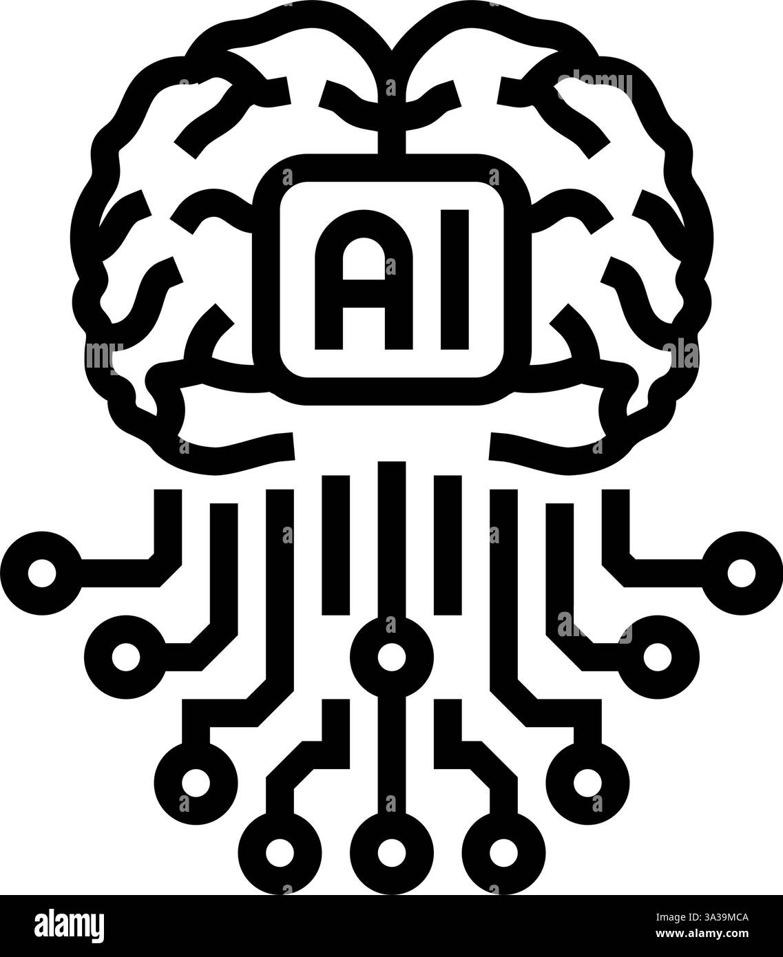 artificial intelligence ai brain line icon vector illustration Stock ...