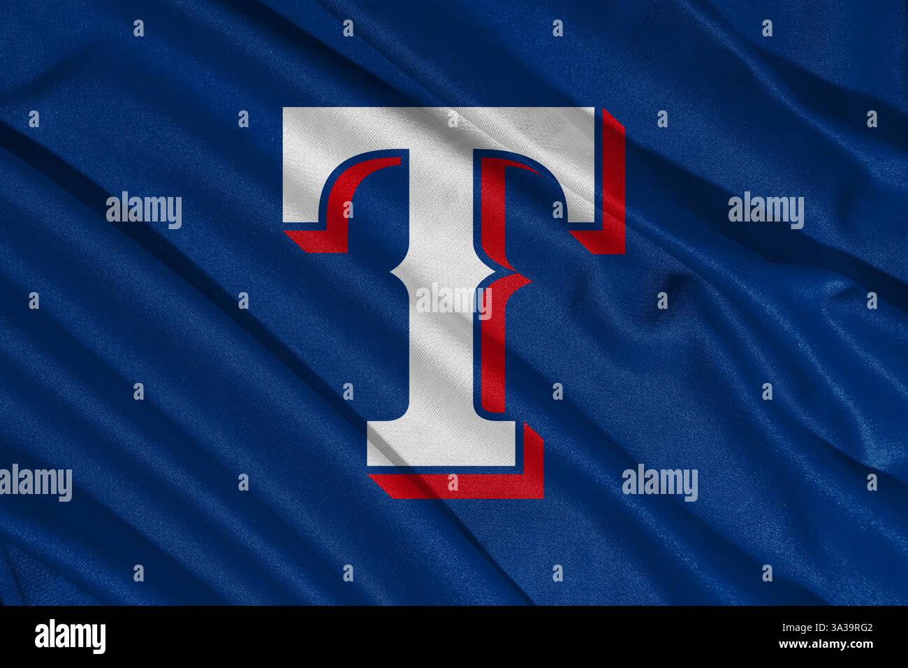 pringsewu, lampung; march 15, 2025; fabric texture with flag and MLB ...