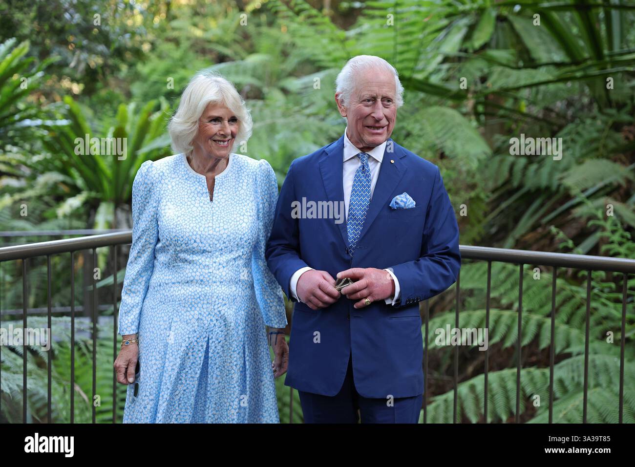 King Charles III and Queen Camilla during a tour of the Australian ...