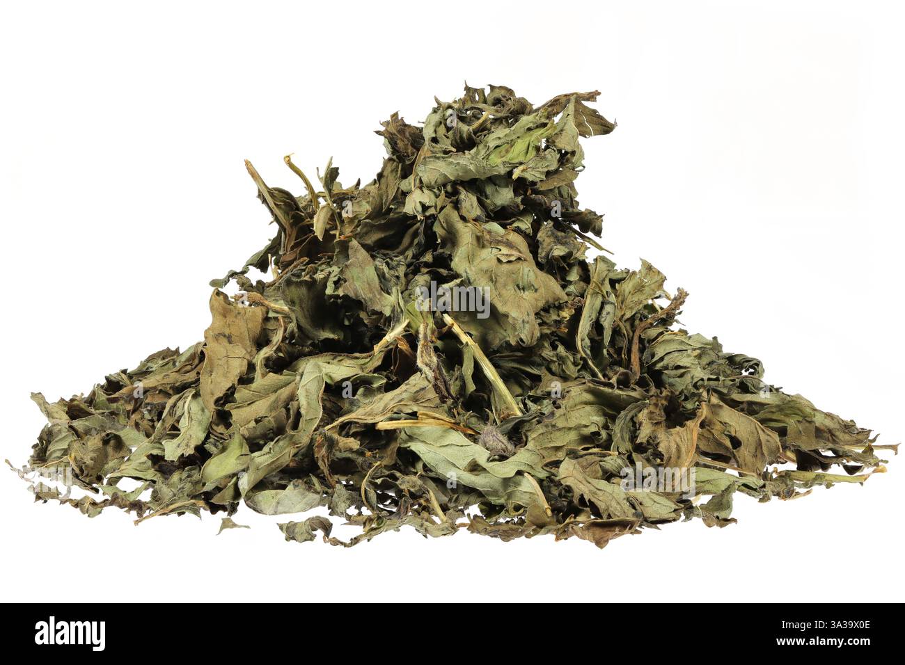 peppermint tea leaves isolated on white background Stock Photo