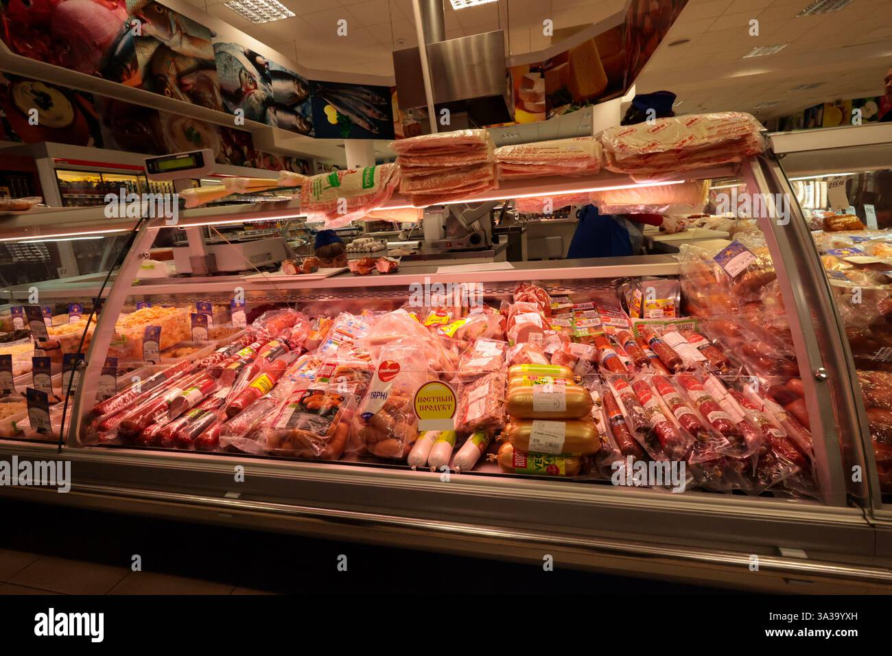 meat products on display in a refrigerated display case in the Sheriff ...