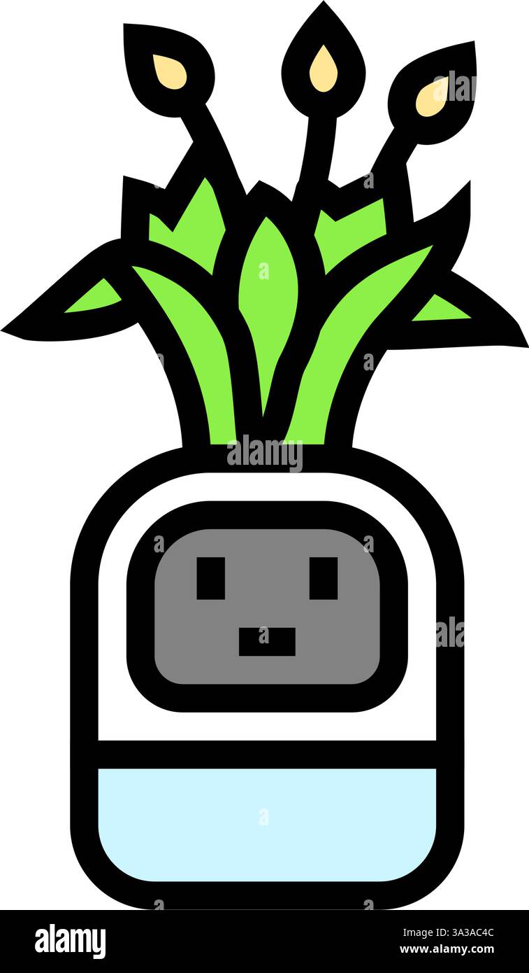 indoor plant with sensor smart home color icon vector illustration ...