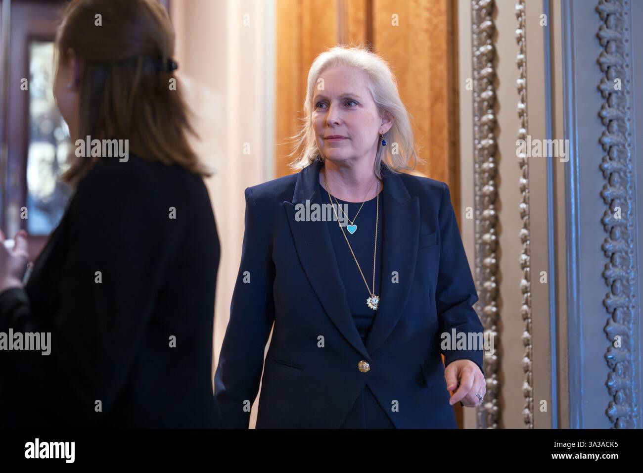 Sen. Kirsten Gillibrand, D-N.Y., leaves the Senate chamber after voting