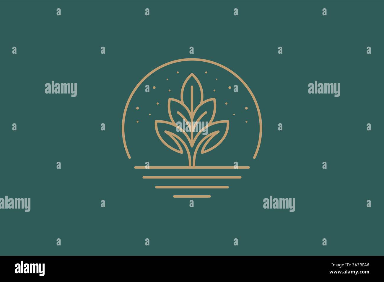 Botanical Plant Logo with Circular Design Elements Elegance Concept Stock Vector