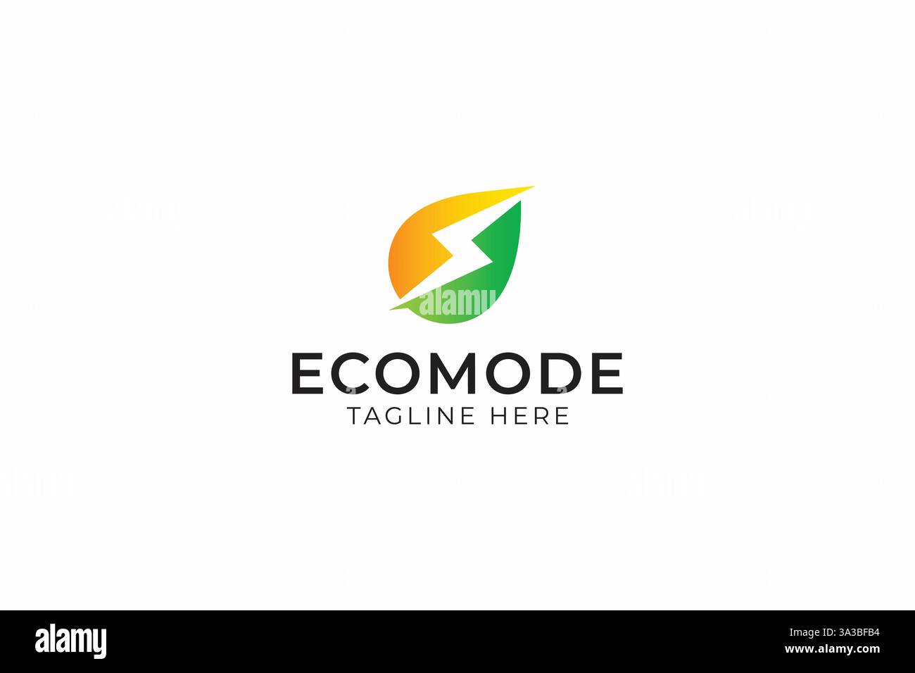 Eco Friendly Energy Mode Logo with Leaf and Lightning Bolt Stock Vector