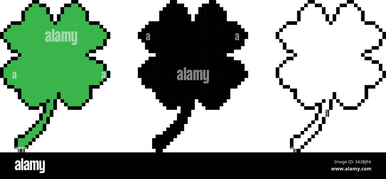 Clover icon pixel art style simple design Stock Vector