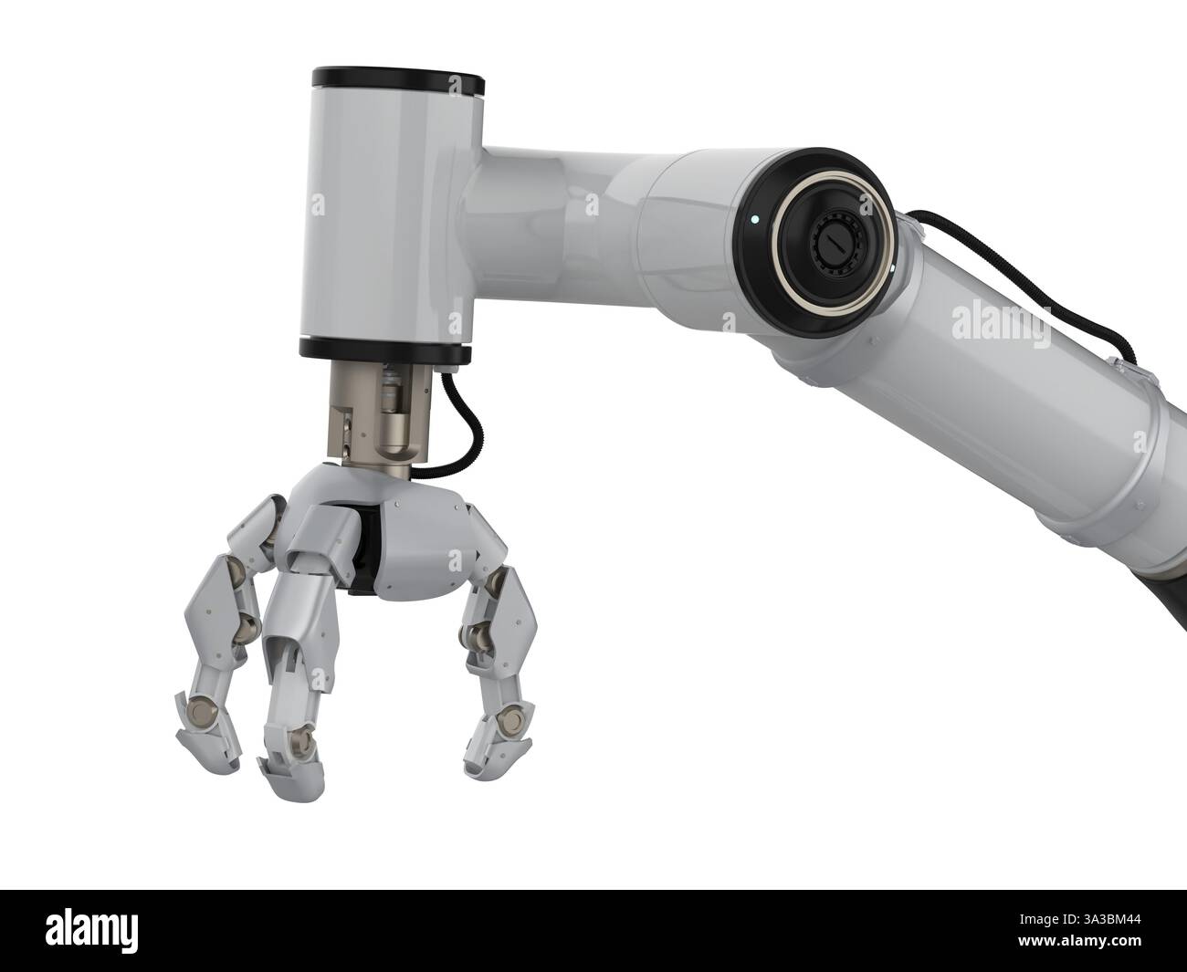 3d rendering white ai robotic gripper arm isolated on white Stock Photo