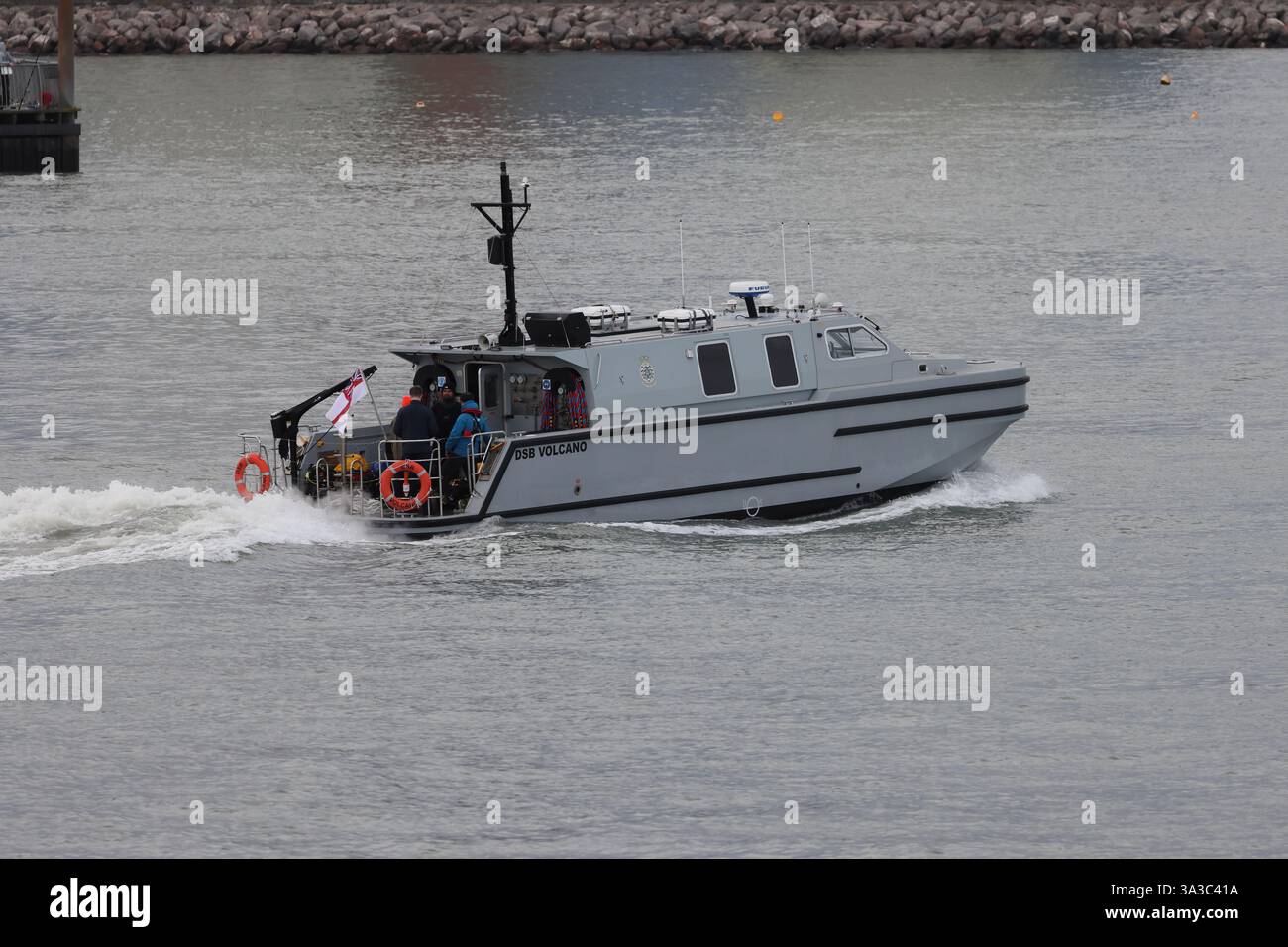 The dive support boat DSB VOLCANO in the harbour Stock Photo