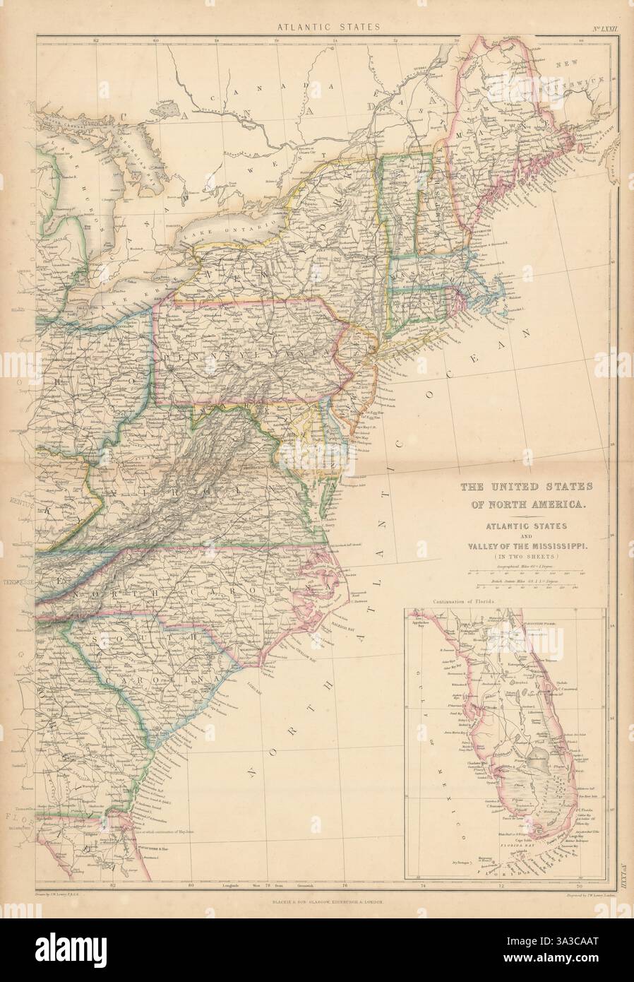The United States of North America - The United States Of North America Usa Atlantic States Lowry 1860 Old Map 3A3CAAT