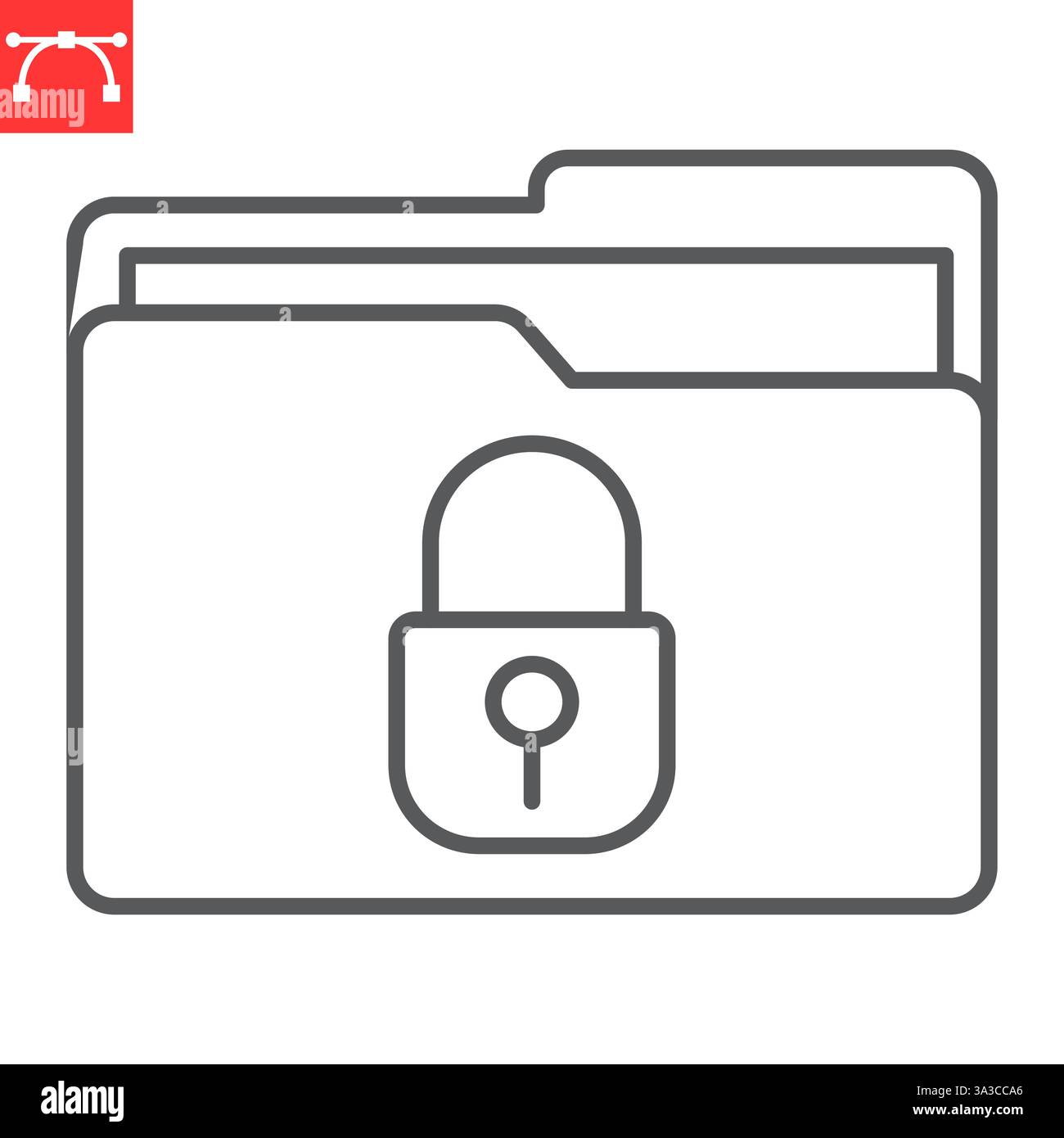 Security file folder line icon, security and protection, locked folder vector icon, vector graphics, editable stroke outline sign, eps 10. Stock Vector