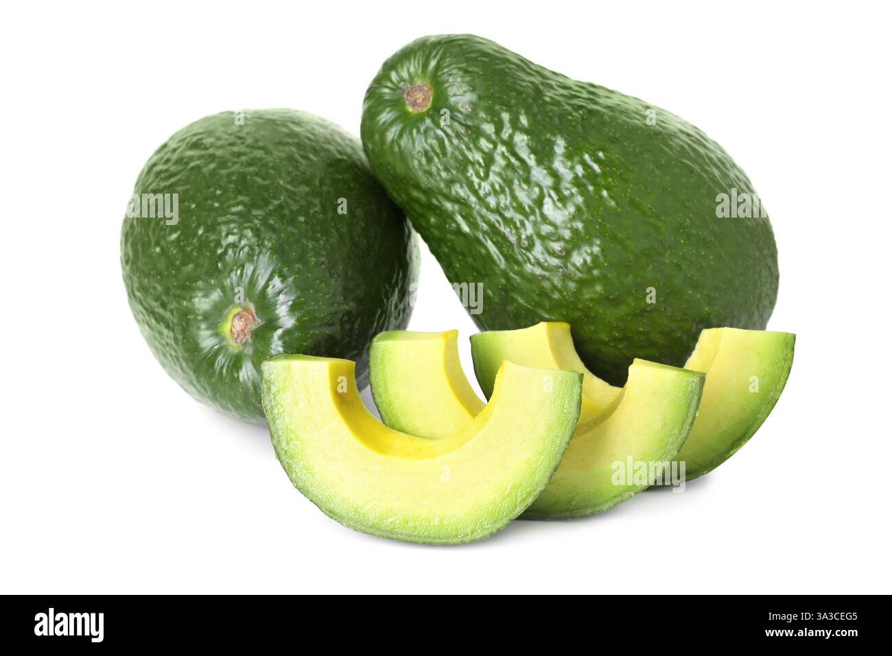 Whole and cut avocados isolated on white Stock Photo - Alamy