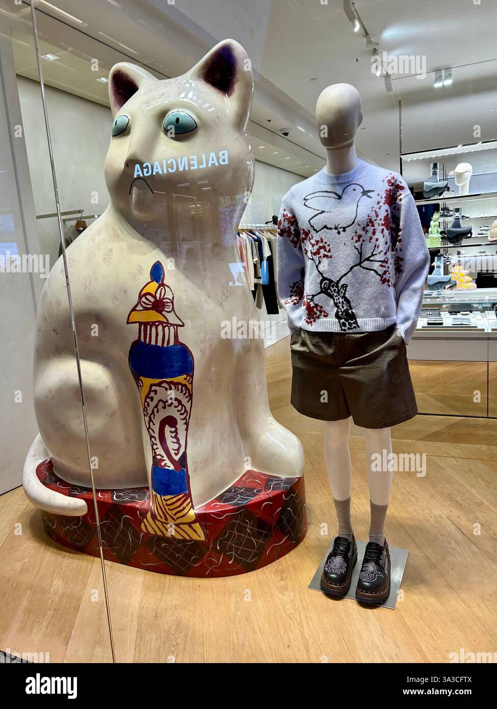 Taipei, Taiwan, Shopping, Louis Vuitton, LVMH Luxury Clothing on display in  shop Window - Smartphone Captured Stock Image