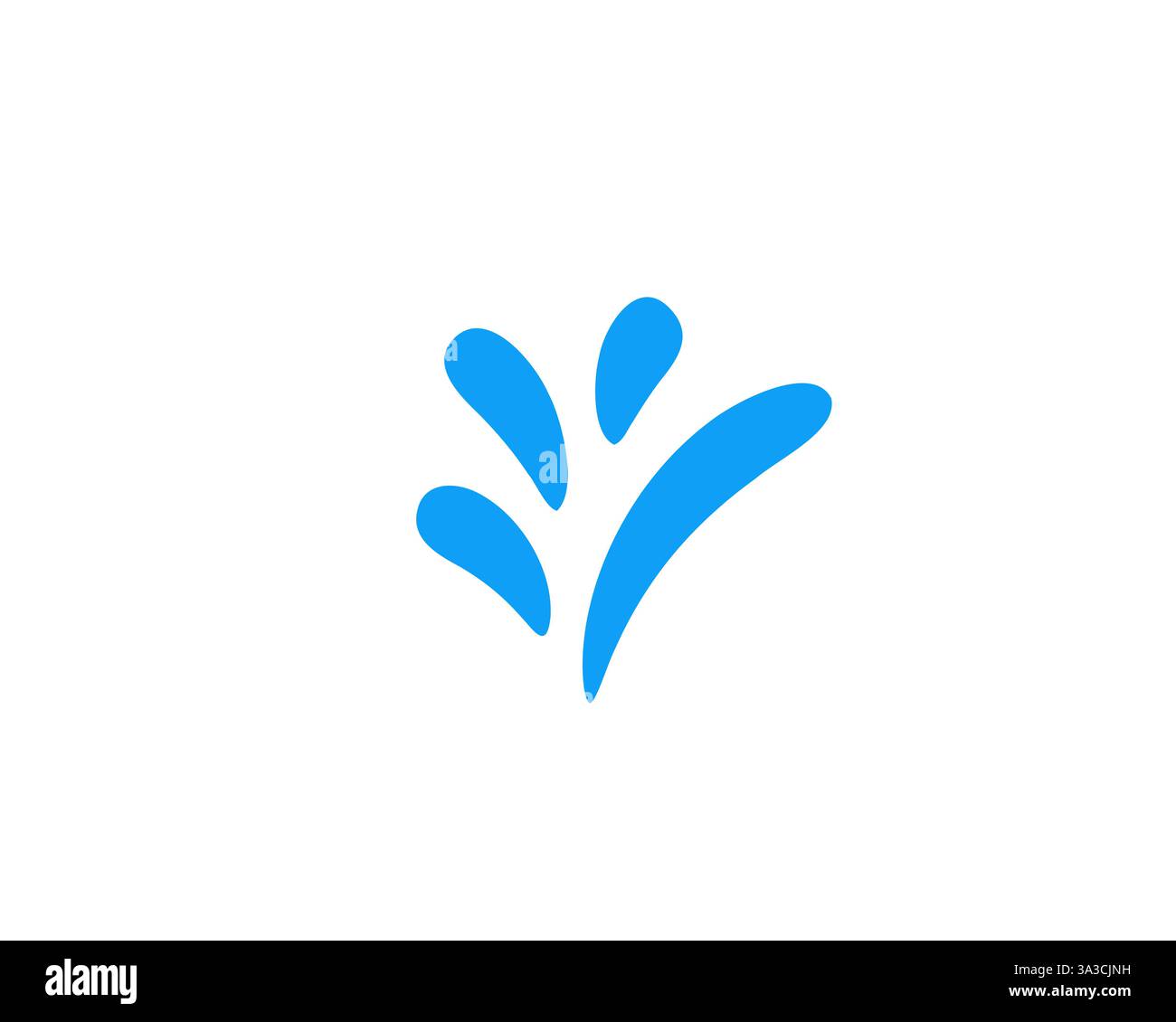 Blue abstract splash shape with smooth curved design on a light ...