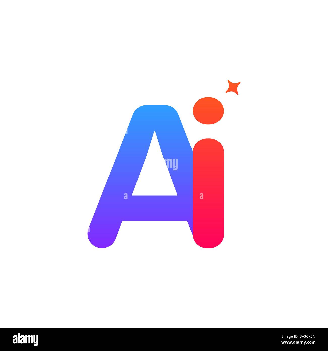 AI symbol with gradient colors, abstract star, and online intelligence ...