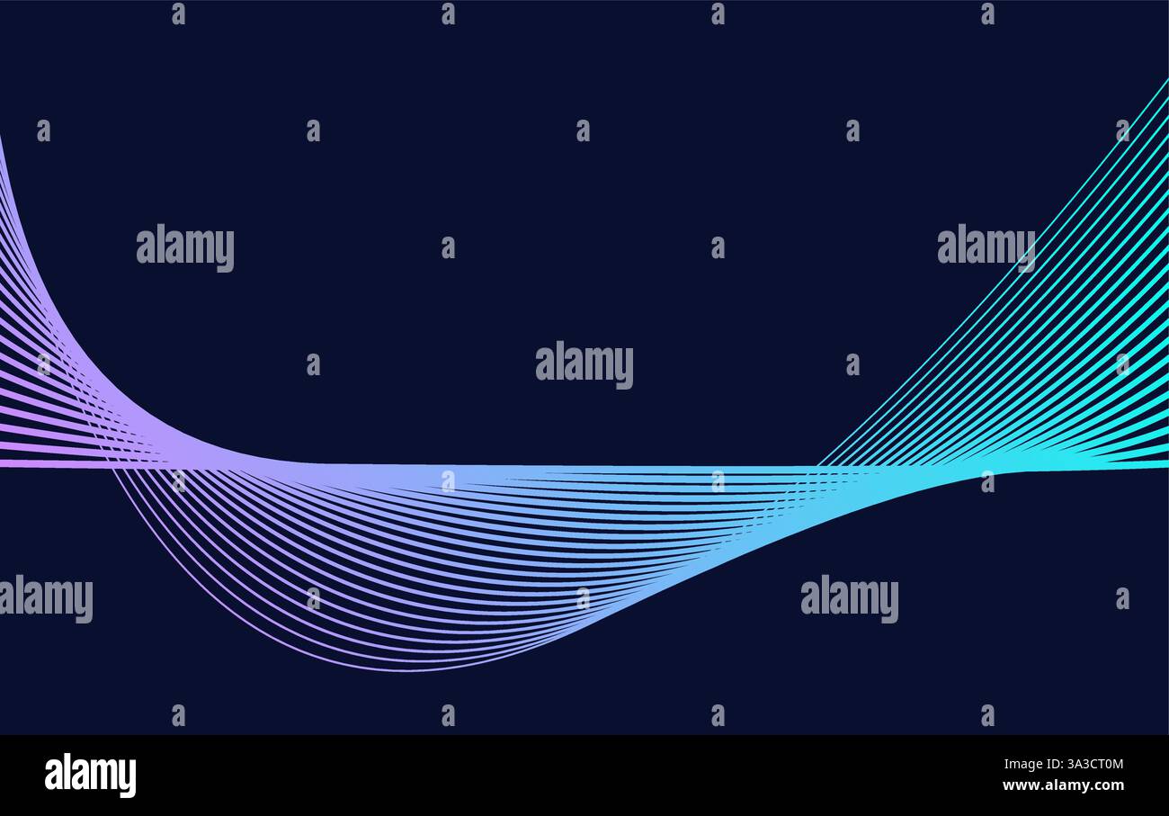 Dark abstract background vector with glowing wave. Shiny moving lines design element. Stock Vector