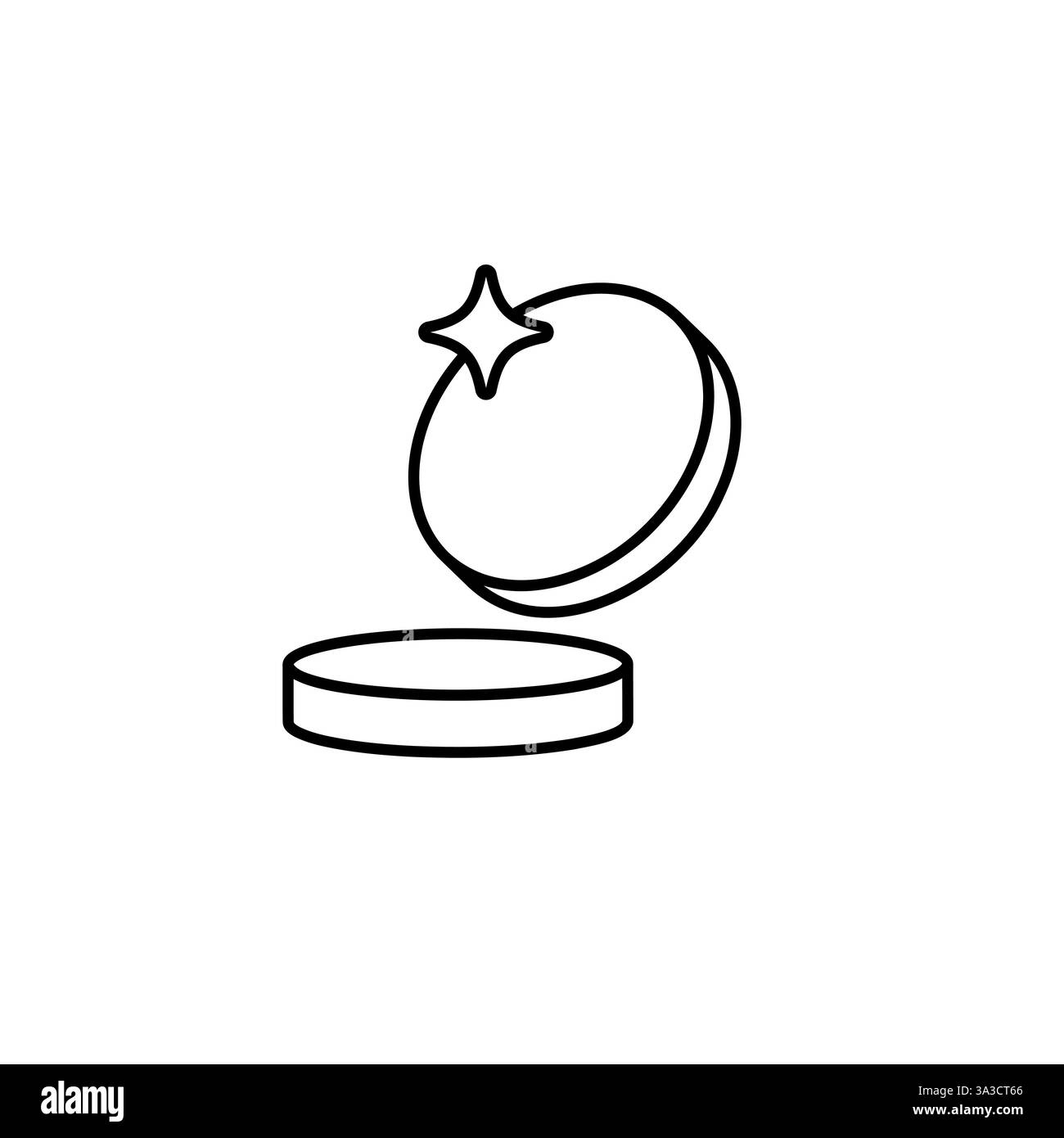 Open compact powder case with mirror revealing makeup product and its ...