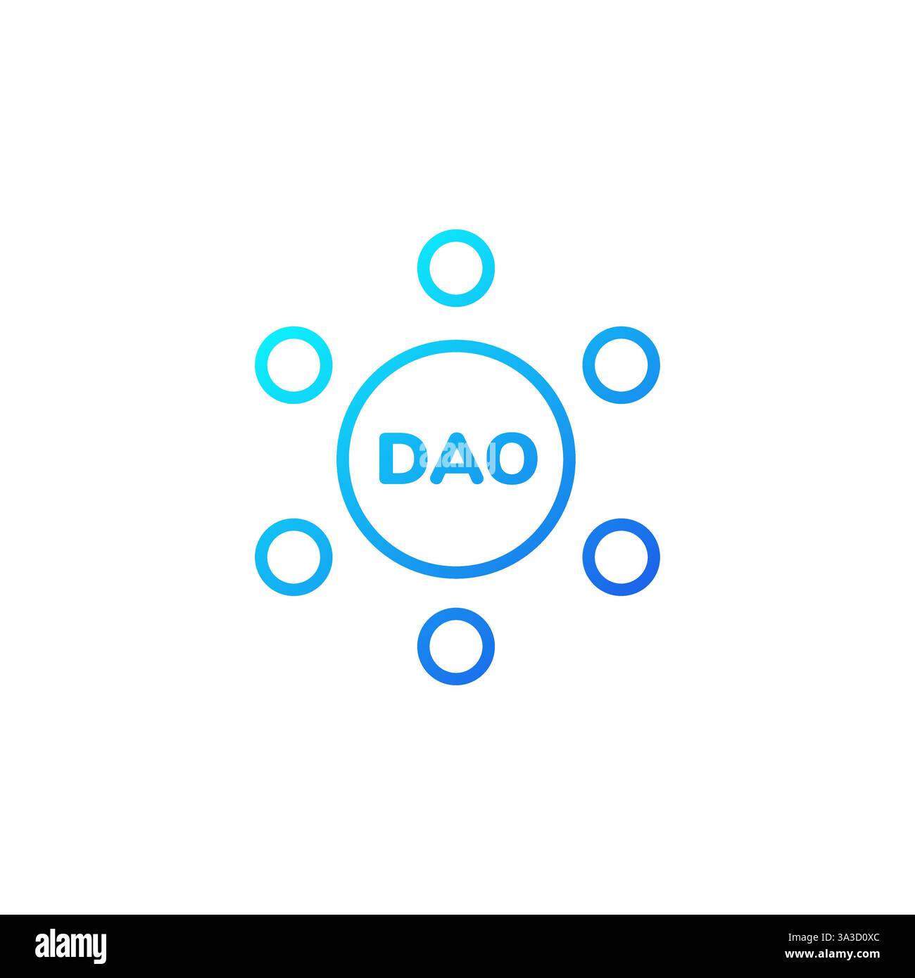 Blue circles forming a decentralized autonomous organization concept diagram Stock Vector