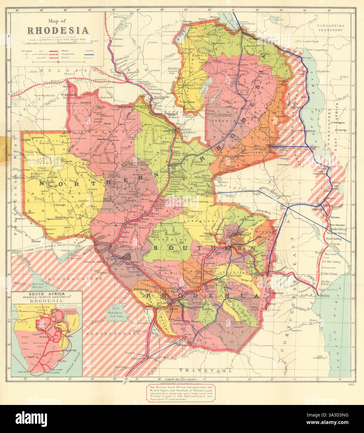 Rhodesia. British South Africa Co. Zimbabwe Zambia. Game Reserves Mines