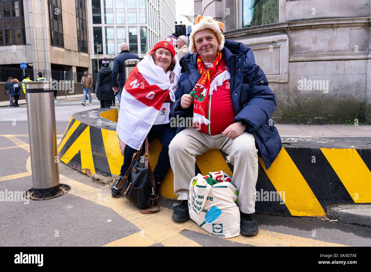 England and Welsh fans ahead of the 2025 Guinness 6 Nations match Wales ...