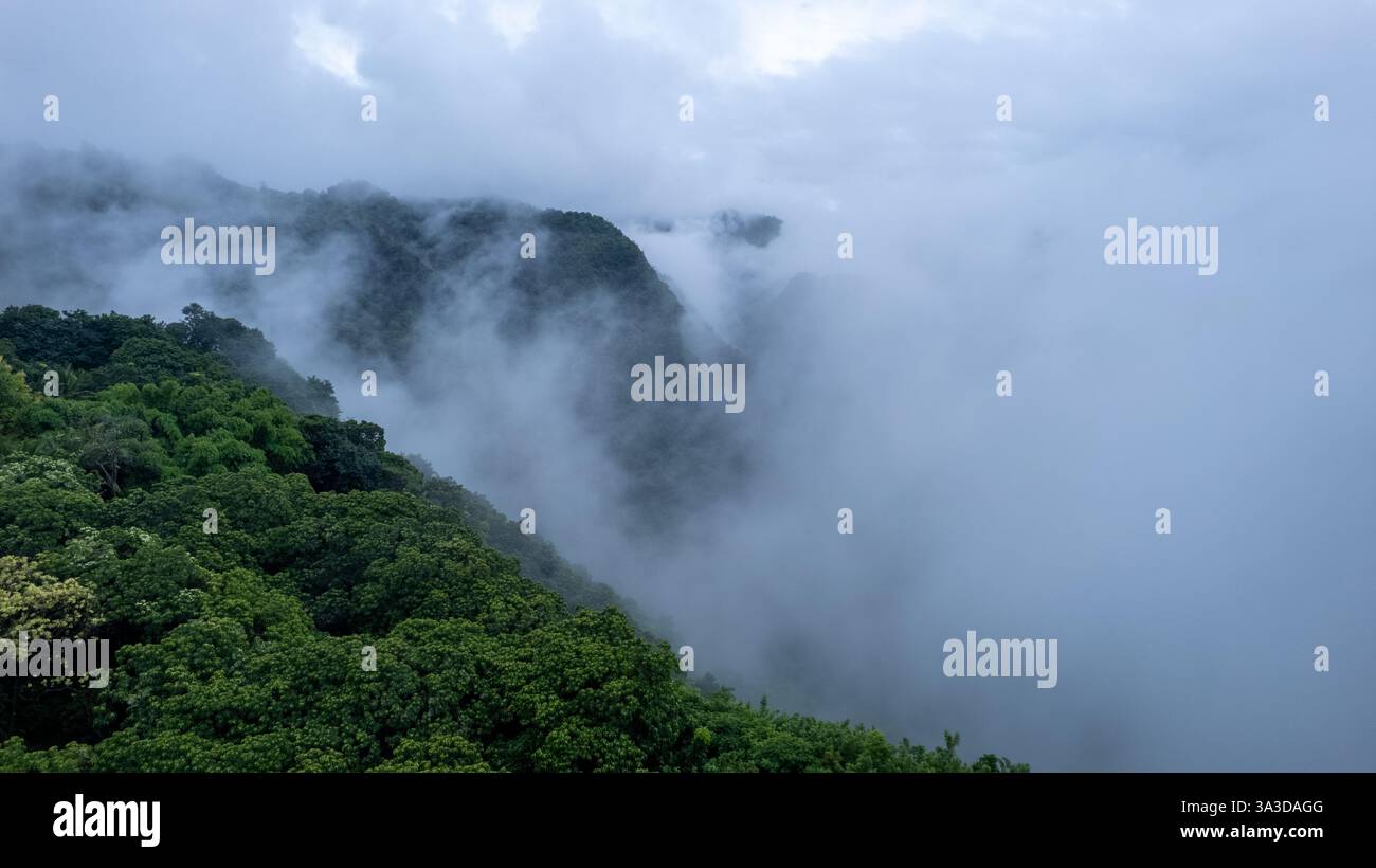 Aerial fog covered mountains in hi-res stock photography and images - Alamy