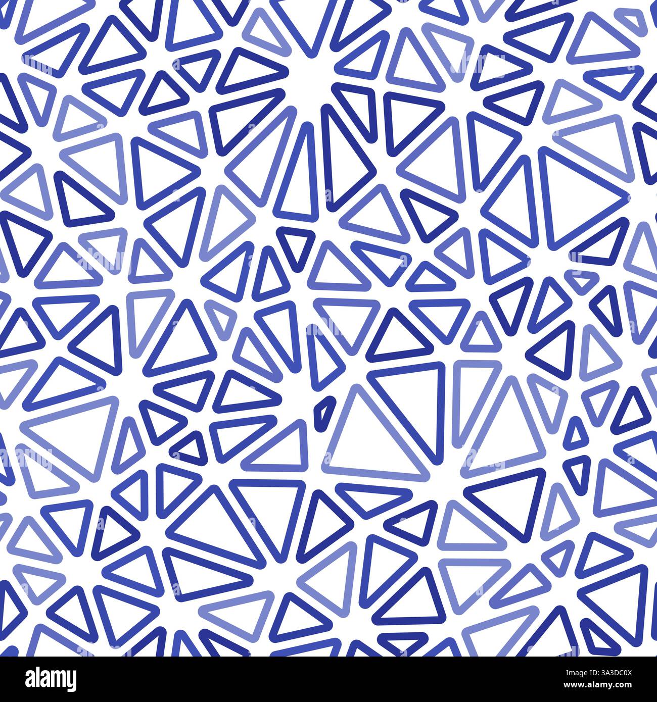 Pattern of triangle shapes. Compact triangles size. Monotone style. Rounded triangles outlined. Repeatable pattern. Blue Misty Sky. Stock Vector