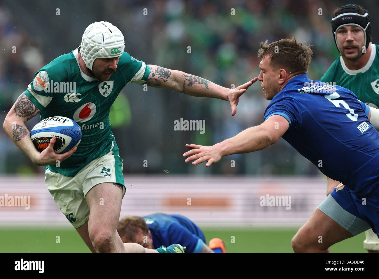 Ruzza Roma Rome, Italy - 15.03.2025: Mack Hansen of Ireland, Federico Ruzza of ...
