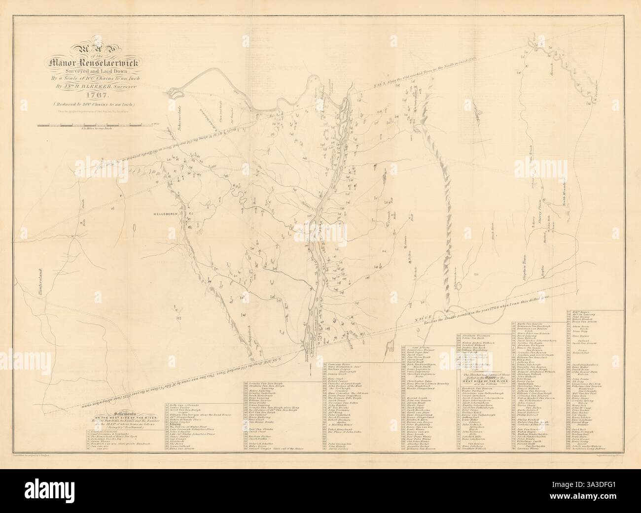 A Map of the Manor of Renselaerwick. Rensselaerswyck, New York 1767 (1850) Stock Photo