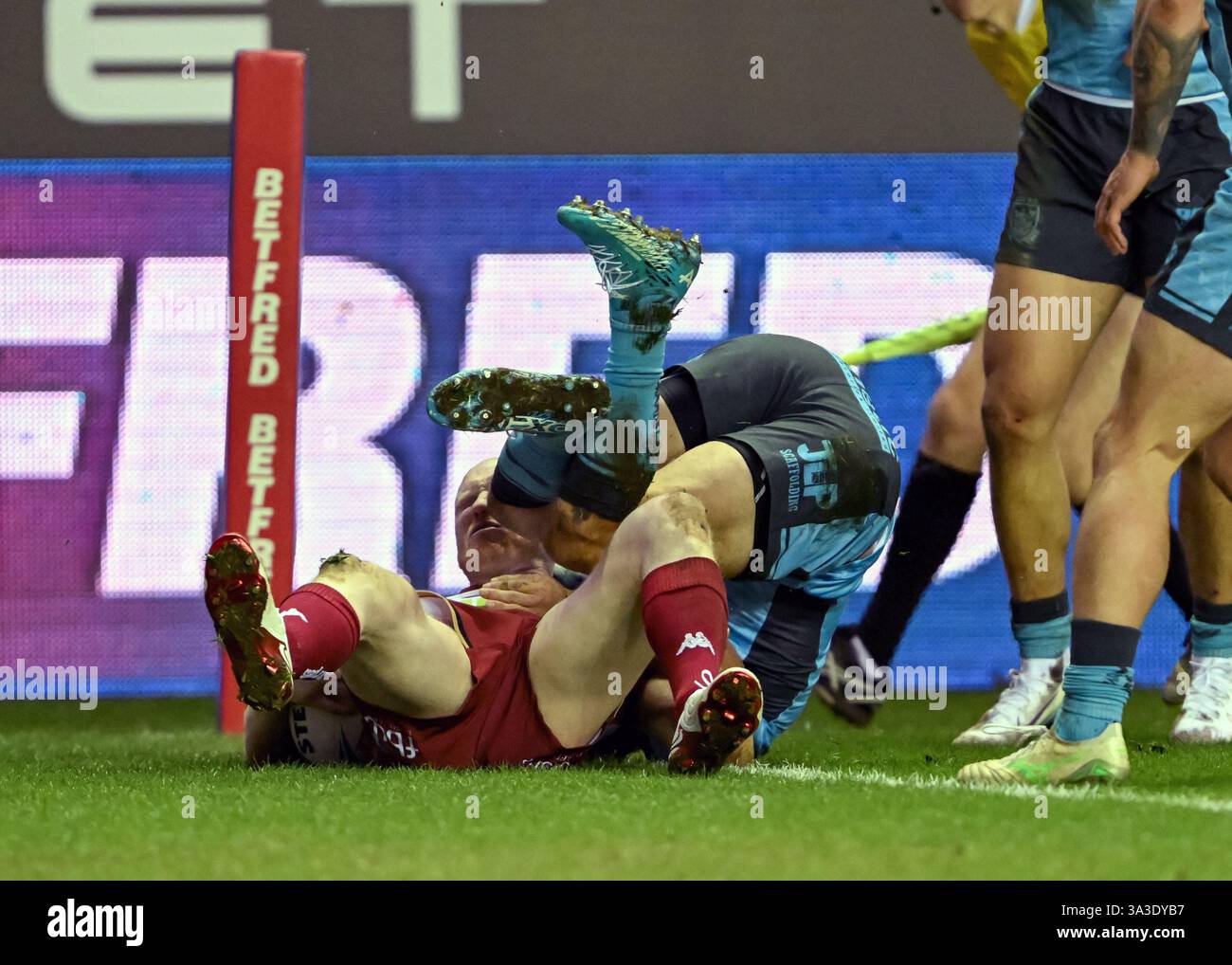 Try Example Picture Wigan Warriors' Liam Farrell scores his sides fourth try during the ...