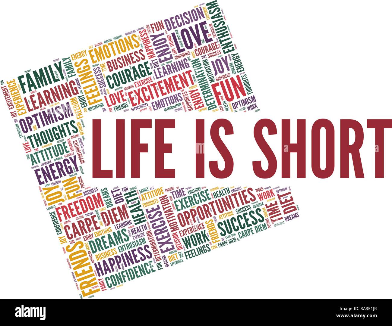 Life is Short vector illustration word cloud isolated on a white ...