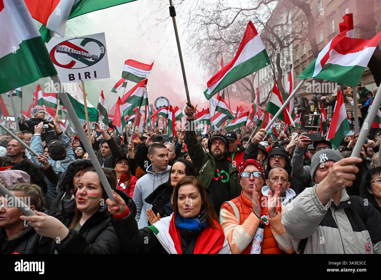 Participants attend the celebration organised by the Hungarian opposition Tisza Party to