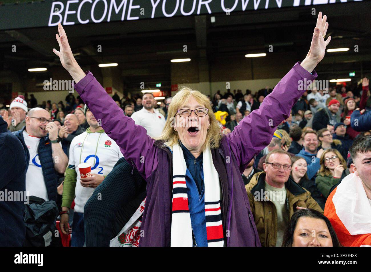 England fans during the 2025 Guinness 6 Nations match Wales vs England ...