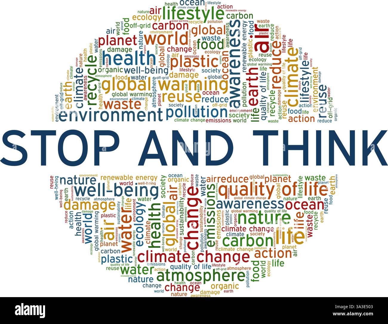 Stop and Think - Ecology and Environment illustration word cloud ...