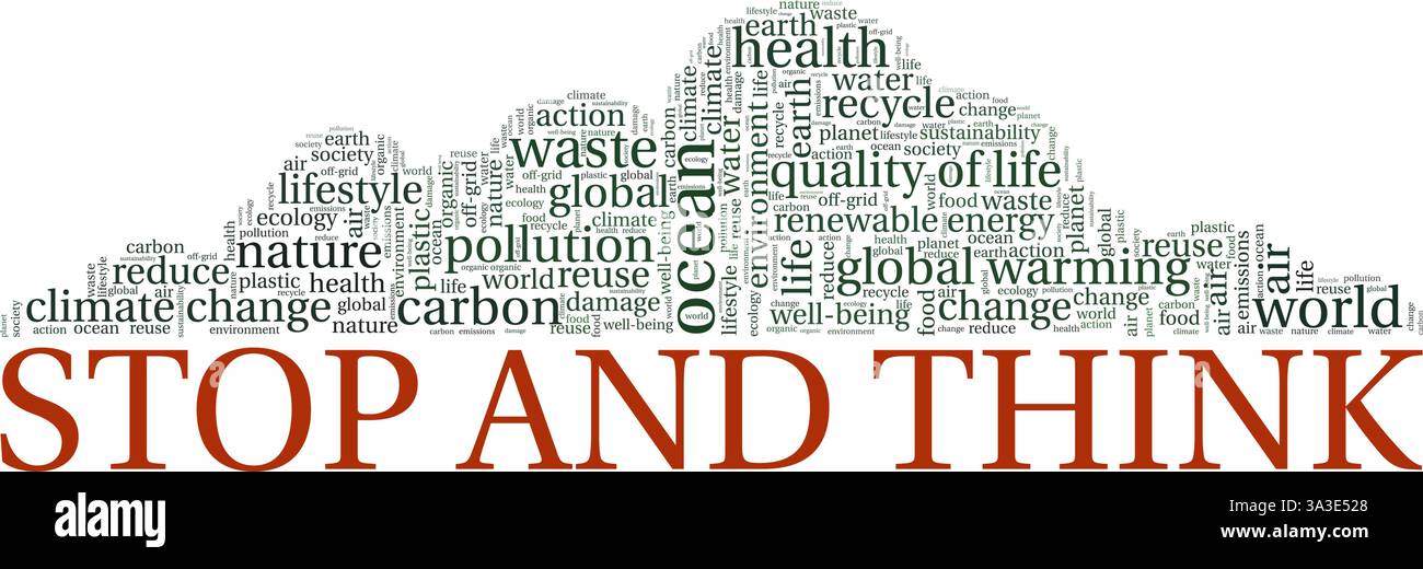 Stop and Think - Ecology and Environment illustration word cloud ...