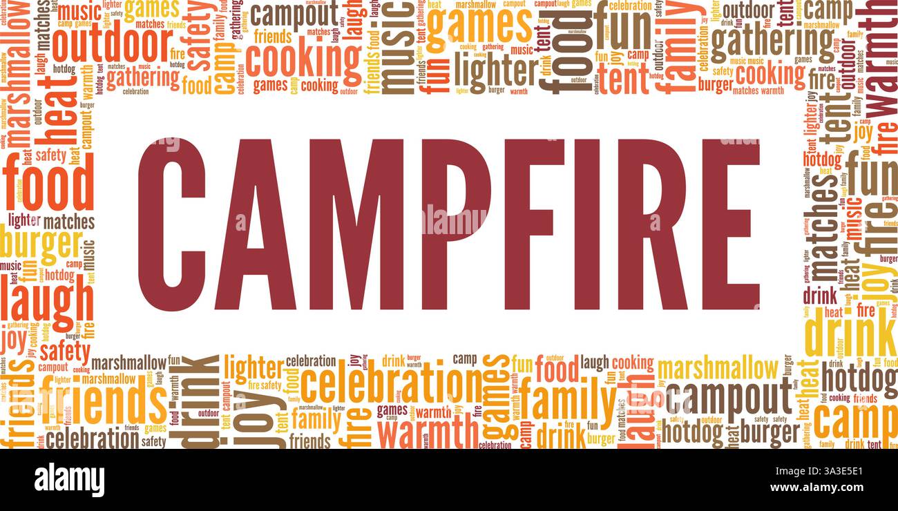 Campfire vector illustration word cloud isolated on white background. Stock Vector