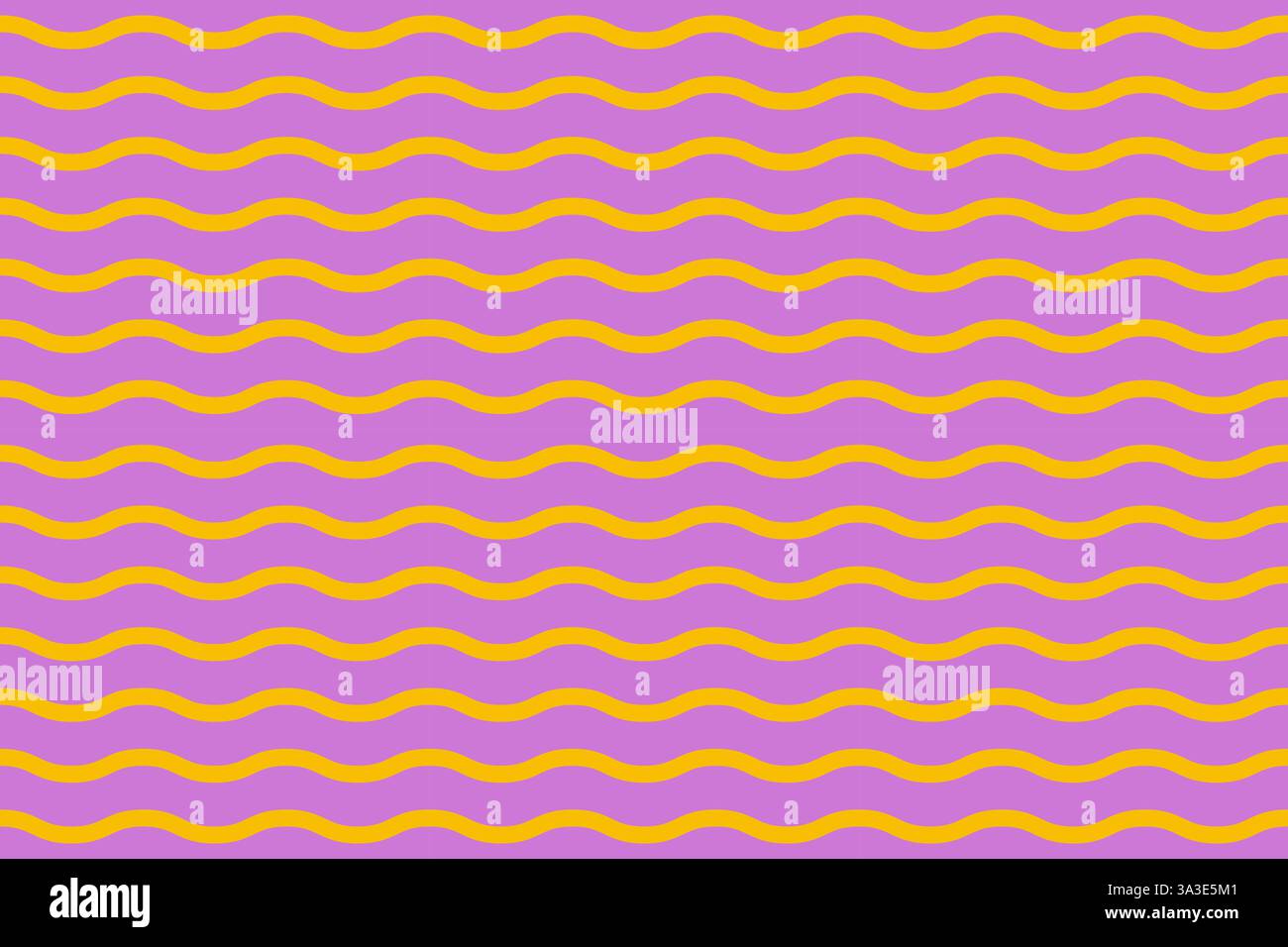 Seamless lilac yellow pattern with waves. Hand drawn trendy flat style wavy pattern. Vector illustration Stock Vector