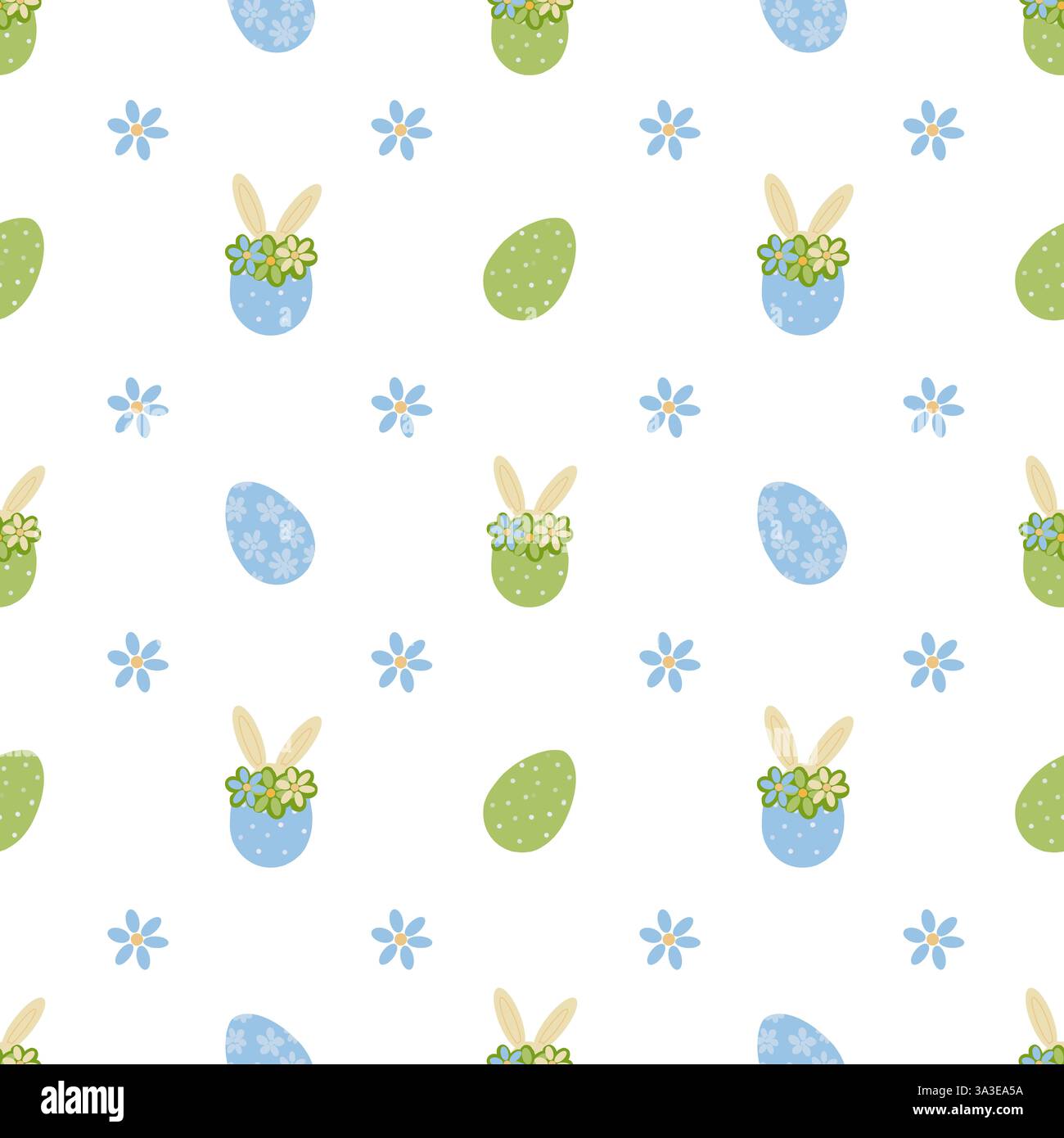 Seamless pattern with Easter eggs and bunny easr Stock Photo - Alamy