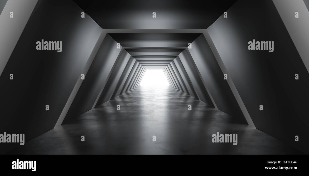 Futuristic Corridor Leading to Bright Light Stock Photo - Alamy