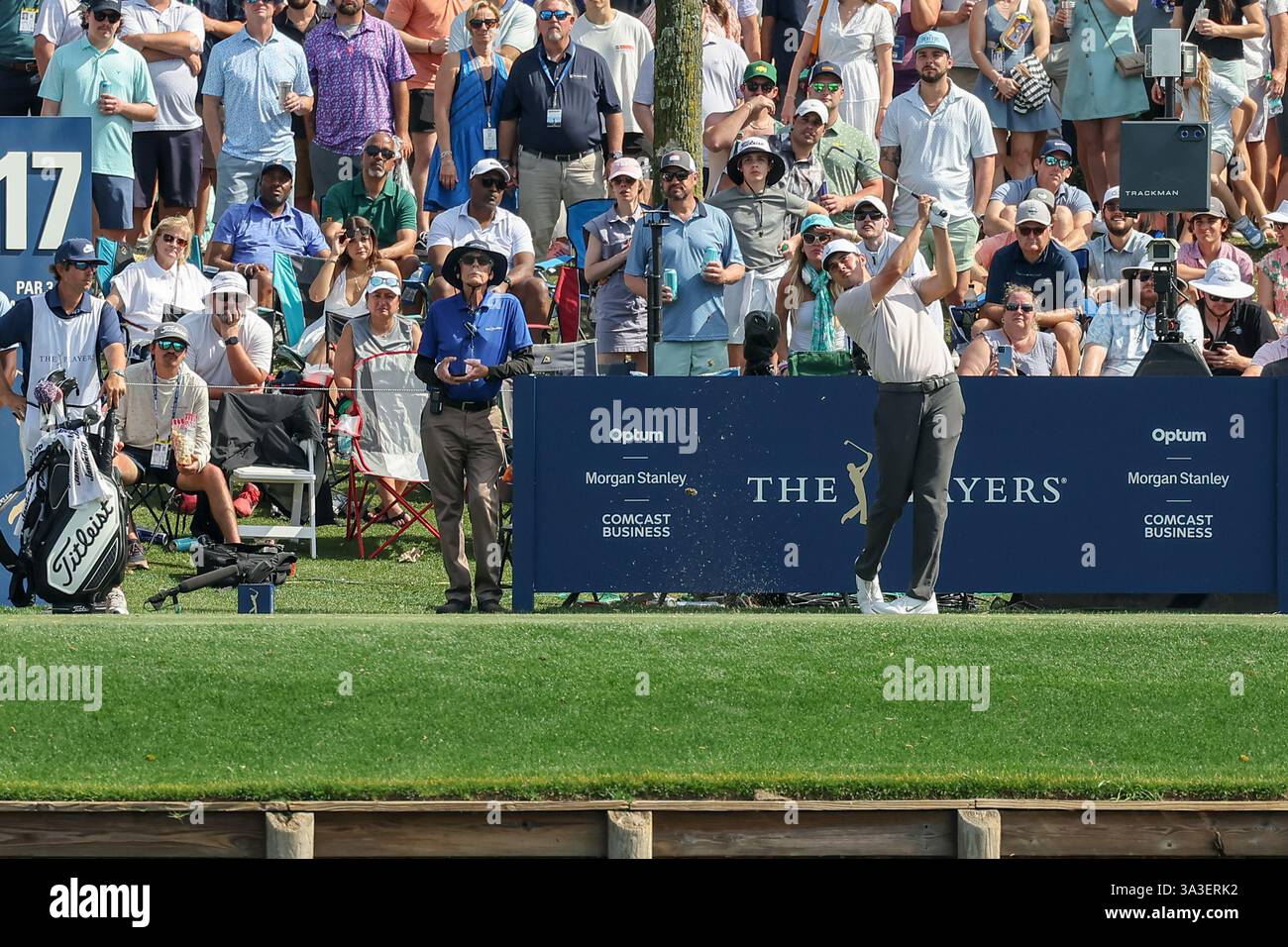 March 15, 2025 Davis Thompson hits his tee shot on the 17th hole during the third round of THE