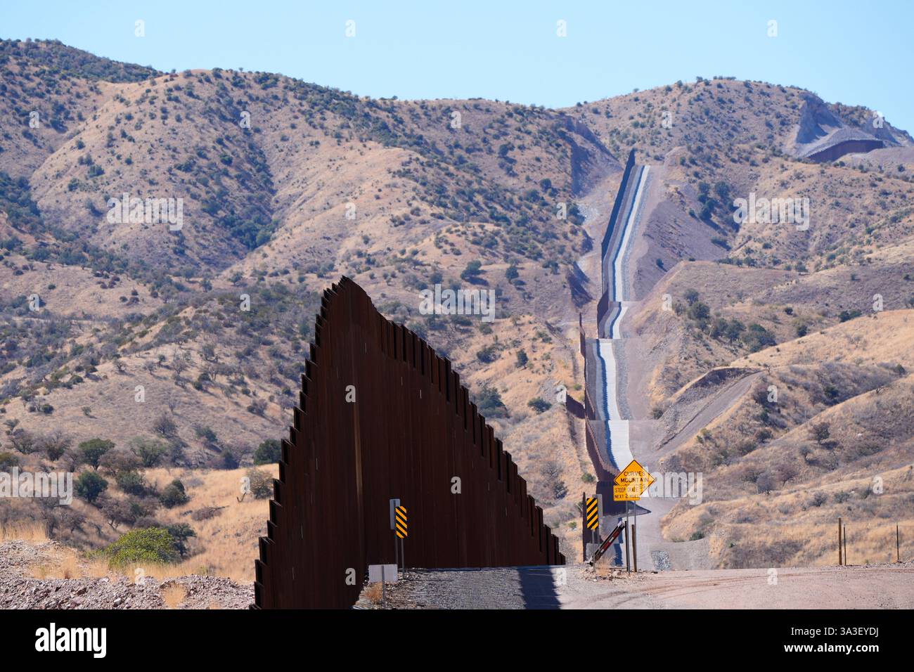 The Nogales border wall is pictured as Homeland Security Secretary ...