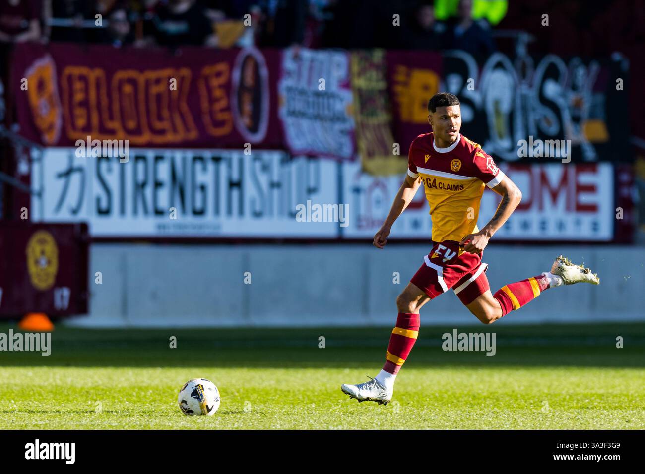 Motherwell, Scotland. 15 March 2025. Kai Andrews (54 Motherwell) Motherwell Vs St Mirren