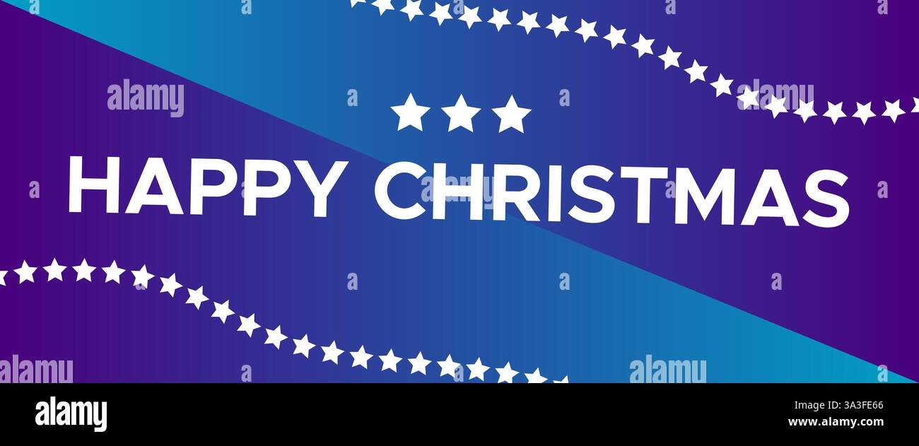 Happy Christmas White Typography on Blue Gradient Background Vector Stock Vector