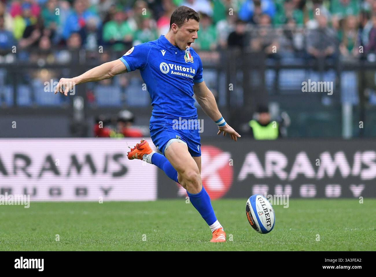 Paolo Garbisi of Italy seen in action during the Six Nations match ...