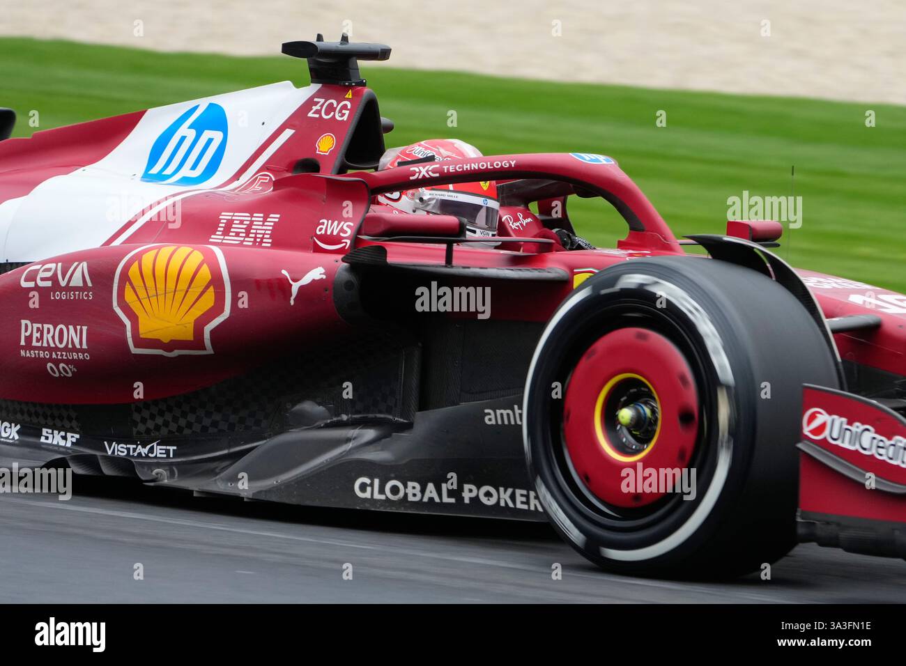 Ferrari driver Charles Leclerc of Monaco steers his car during the Australian Formula One Grand