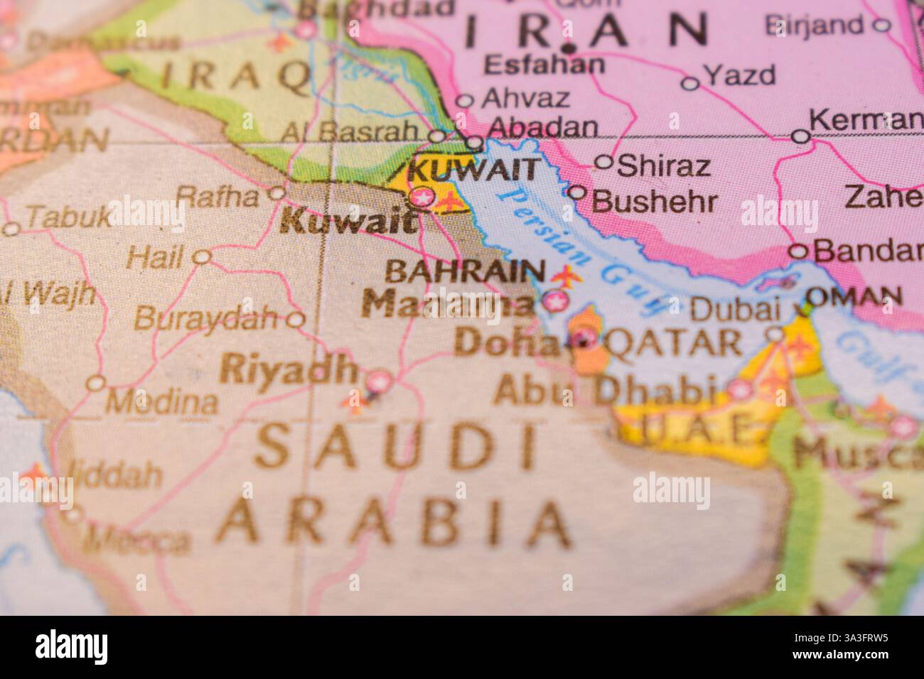 Kuwait On The World Map Colorful Geo Political World Map Stock Photo Kuwait On The World Map Colorful Geo Political World Map 3A3FRW5 