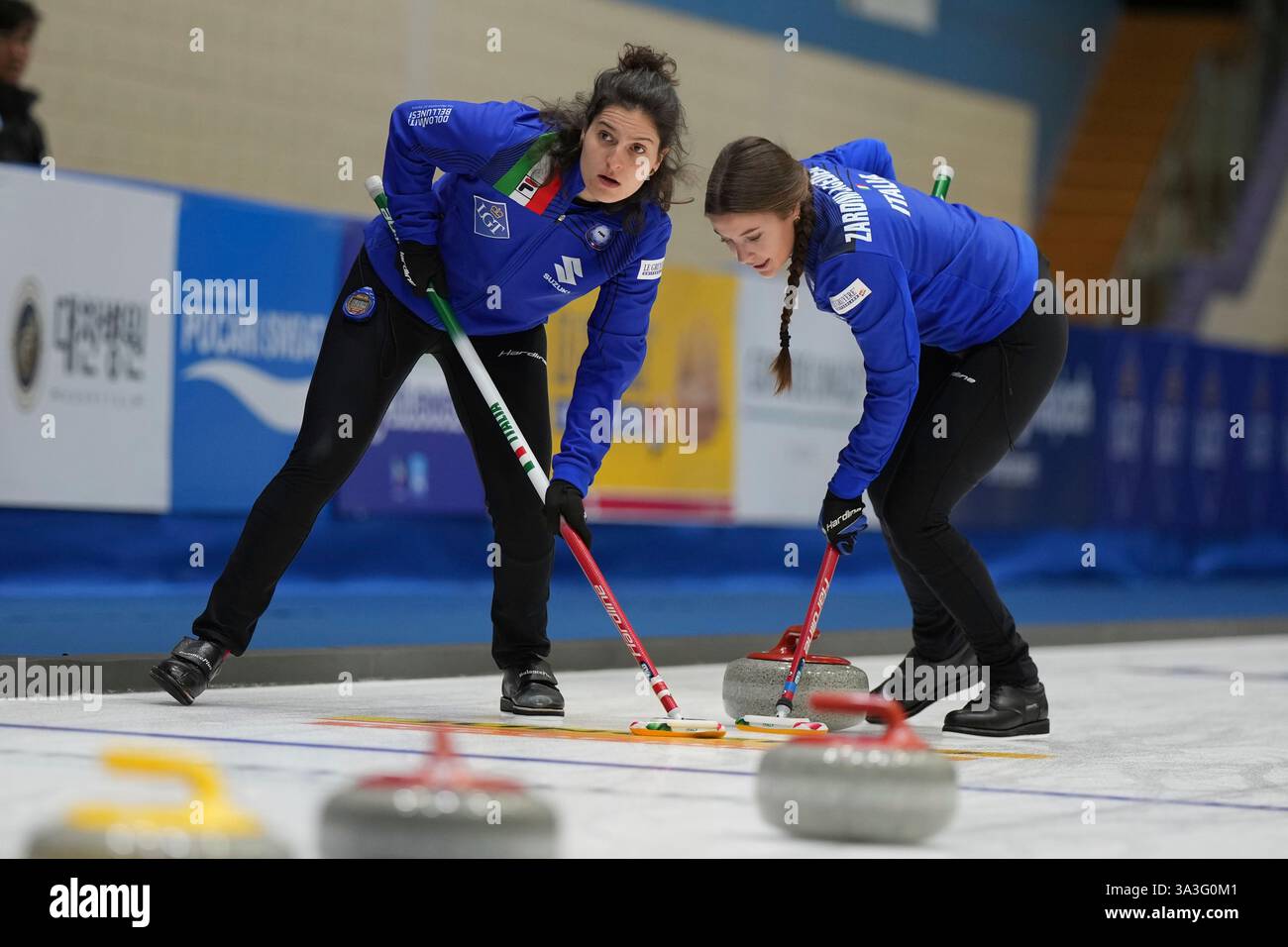 Italy's Giulia Zardini Lacedelli, right, and Italy's Angela Romei, let ...