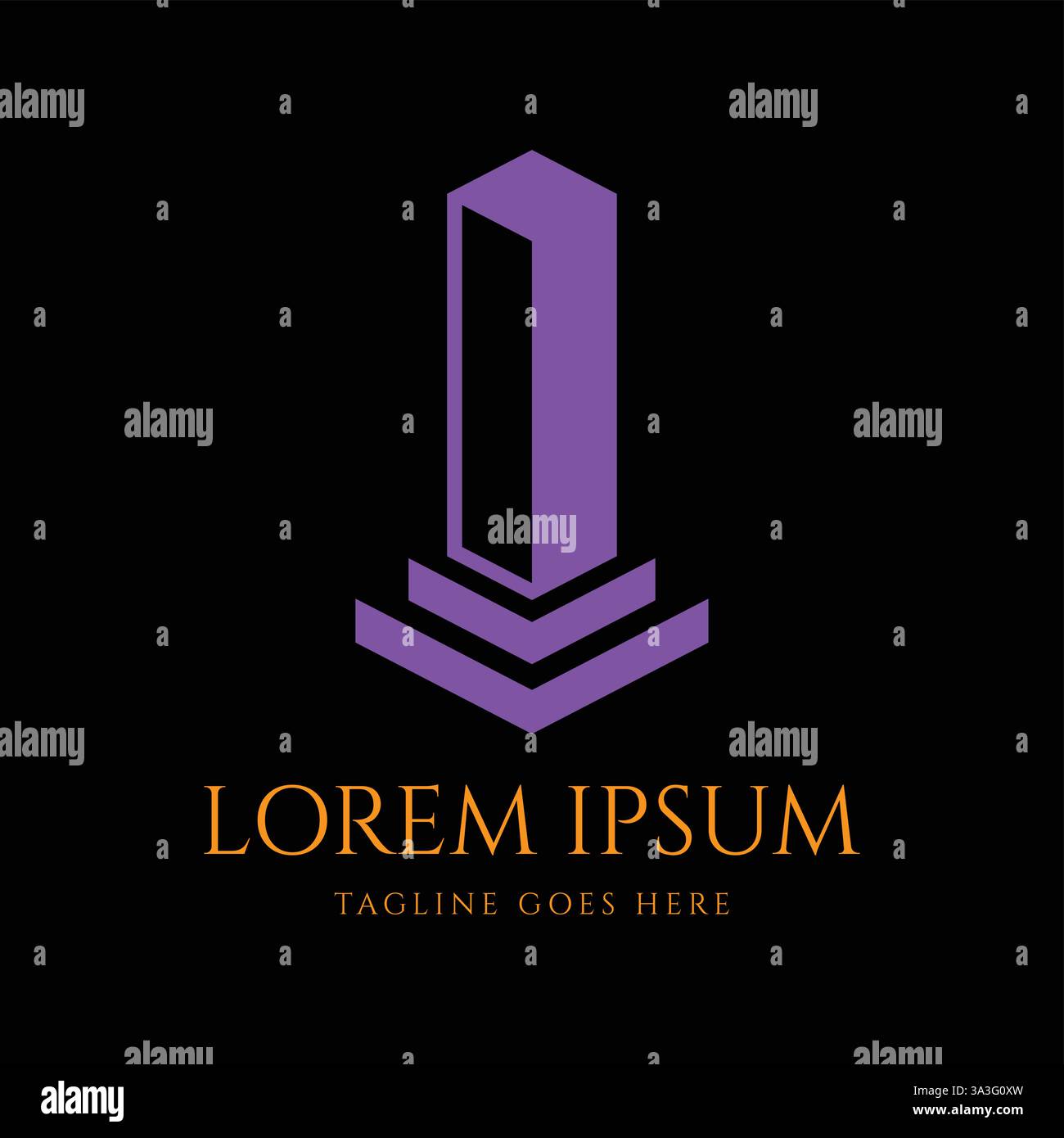 Simple Minimalist Geometric Symmetrical Tall Monument Logo Design Vector Stock Vector