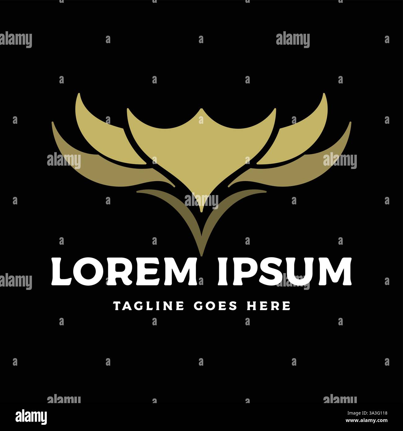 Golden Symmetrical Flower Logo Design Vector Stock Vector