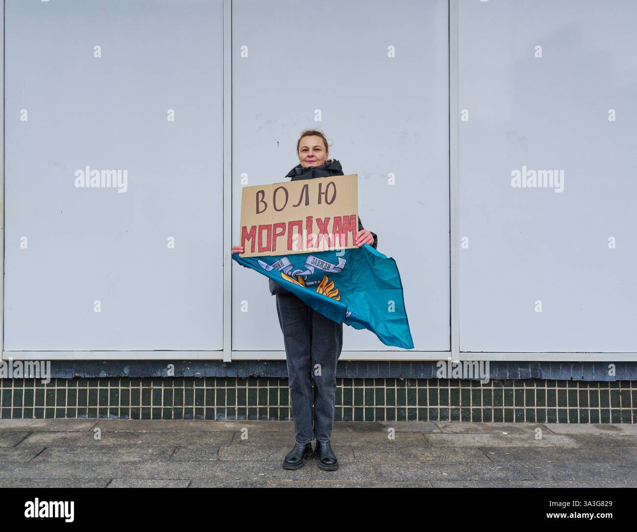 Kyiv, Ukraine - 26th January, 2025: Activists gathered outside to advocate for Ukrainian soldiers held captive since 2022 Stock Photo