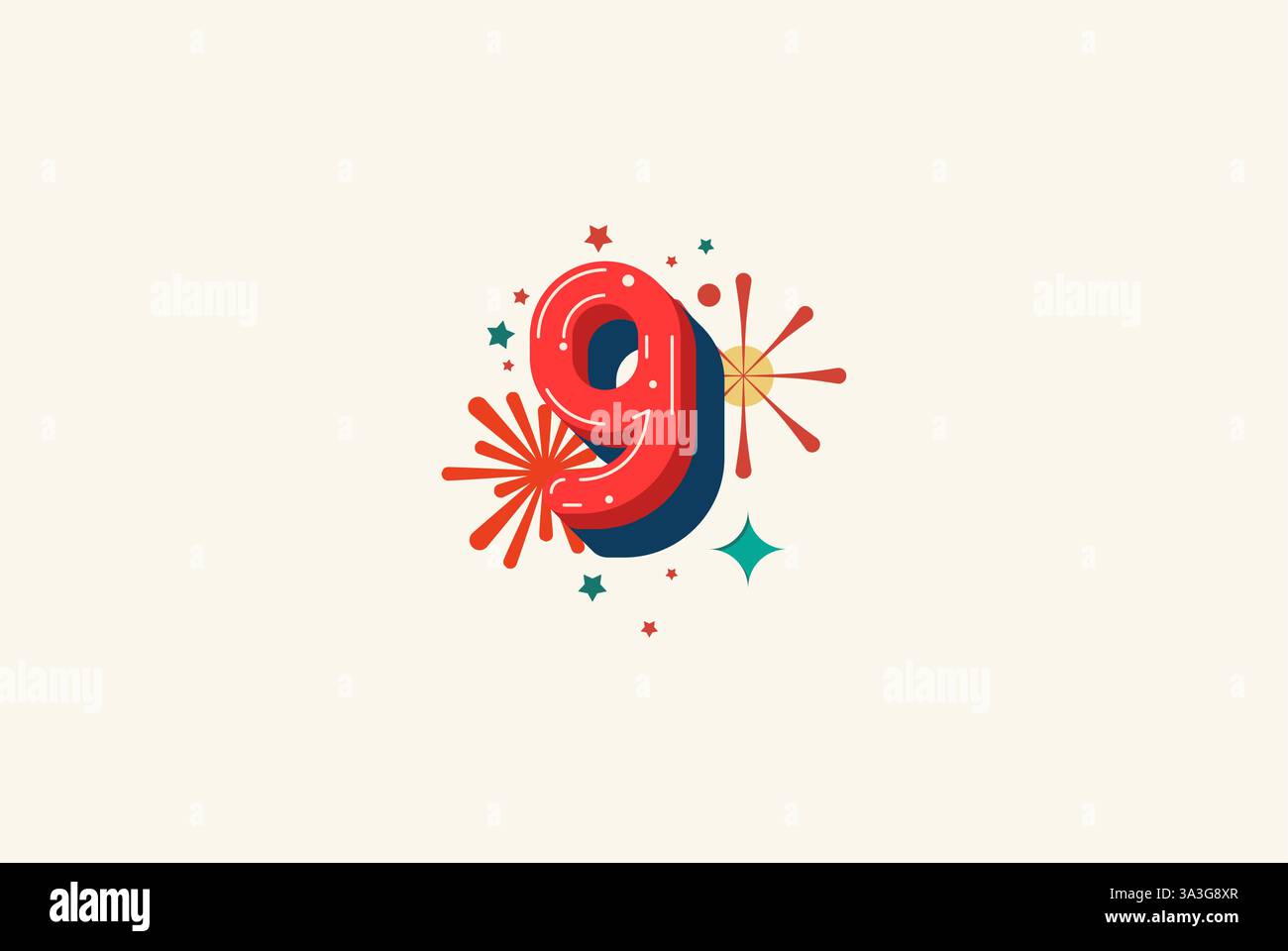 Logo Number Colorful 9th, 9th Happy Birthday or Anniversary with ...